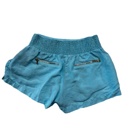 Bebe Women’s Size S/P Mini Shorts Linen Blend Ruched Waist Gold Hardware Y2K - Picture 3 of 9